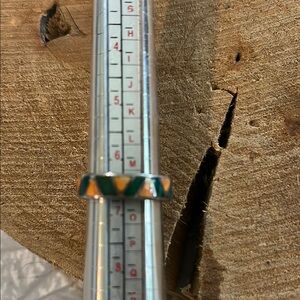 Band ring, chip inlay , southwest style 90s SZ 6 1/2